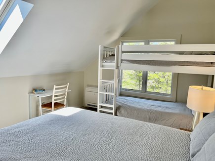 West Tisbury Martha's Vineyard vacation rental - 2nd floor bedroom.  Queen bed w/ twin XL bunks and cot