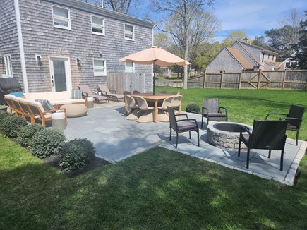 Oak Bluffs, Lagoon Heights Martha's Vineyard vacation rental - New Patio with sitting area, dining table for 8 ppl and firepit!