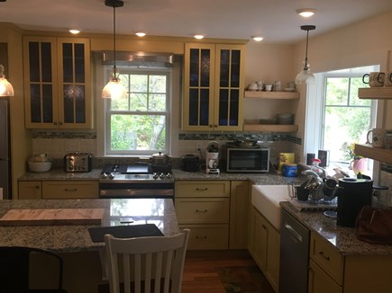 Oak Bluffs Martha's Vineyard vacation rental - Country Kitchen with Large Granite Counter & Island with 3 Stools