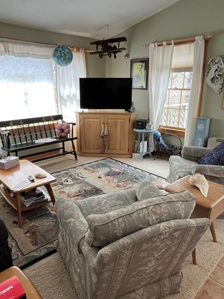 Katama-Edgartown, Edgartown Martha's Vineyard vacation rental - Living room with 2 comfy chairs, streaming tv and couch