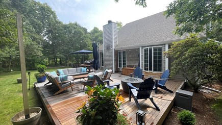 Edgartown Martha's Vineyard vacation rental - Exterior deck expanded with a cantilever umbrella and firepit