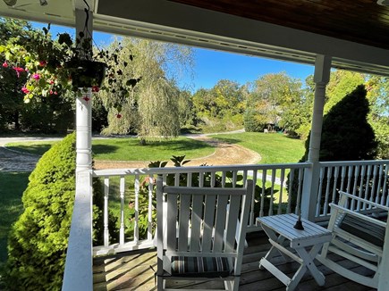 Edgartown Martha's Vineyard vacation rental - View of expansive front yard from front wrap-around porch