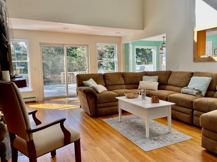 Edgartown Martha's Vineyard vacation rental - Living room seats six or more w/ 65 inch TV over the fireplace.
