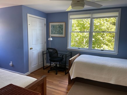 Edgartown Martha's Vineyard vacation rental - 2nd photo of twin room showing both beds & desk and office chair.