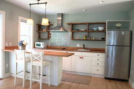 Edgartown Martha's Vineyard vacation rental - Galley kitchen in Guest House - French door leading out onto deck