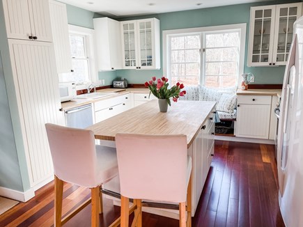 Edgartown Martha's Vineyard vacation rental - Fully equipped kitchen with built in sofa in main house