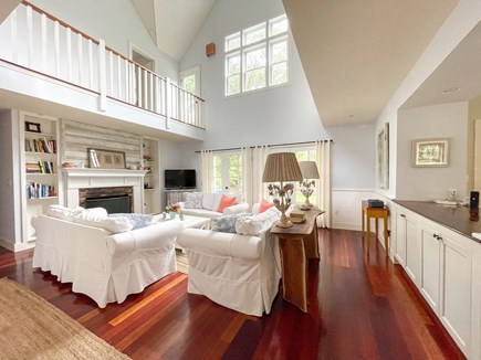 Edgartown Martha's Vineyard vacation rental - Living area with French door leading out onto a great porch.