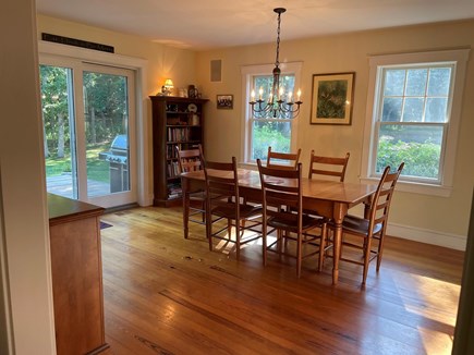 Chilmark Martha's Vineyard vacation rental - Dining room off kitchen.Sliders open to deck with gas grill