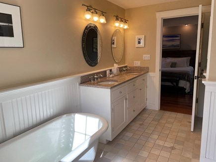 Chilmark Martha's Vineyard vacation rental - Master bath has a 6' clawfoot tub, double sinks, and a shower