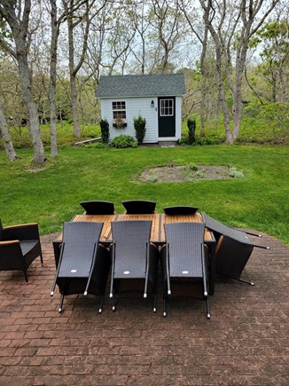 Edgartown Martha's Vineyard vacation rental - View of rear patio, yard and shed