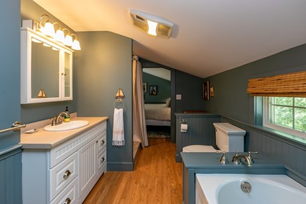 Chilmark Martha's Vineyard vacation rental - Fabulous full bathroom in primary suite - jacuzzi bath and shower
