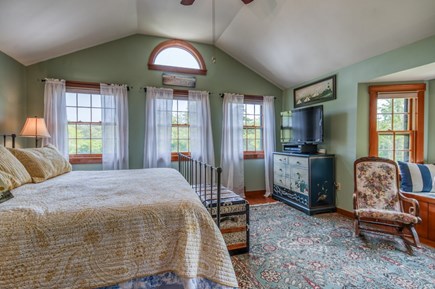 Vineyard Haven Martha's Vineyard vacation rental - Primary Bedroom has vaulted ceiling and windows all around