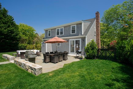 Katama-Edgartown Martha's Vineyard vacation rental - Back Patio with Grill, Dining, Sofa Seating and Outdoor Shower