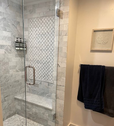 Oak Bluffs, East Chop Martha's Vineyard vacation rental - Carrara marble spa shower with multiple shower head