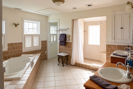 Vineyard Haven Martha's Vineyard vacation rental - Captain's Quarters giant bathroom with walkin shower & hot tub.