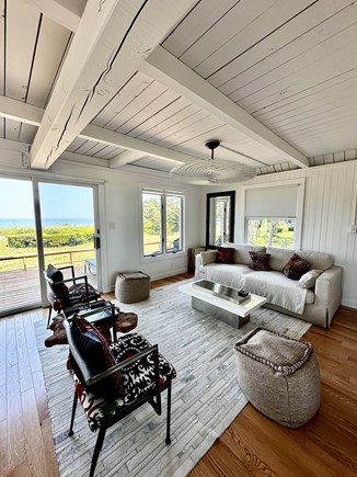 Oak Bluffs, East Chop Martha's Vineyard vacation rental - Living room with sliders to the deck open to views of the water