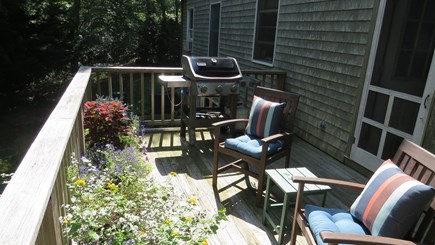 Chilmark Martha's Vineyard vacation rental - Back deck off kitchen with grill & outdoor shower