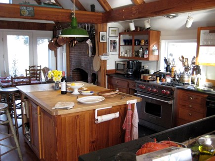 Chilmark, Menemsha Martha's Vineyard vacation rental - Kitchen with fireplace