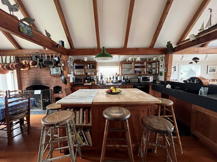 Chilmark, Menemsha Martha's Vineyard vacation rental - Kitchen with dining area on right, kitchen breakfast nook on left