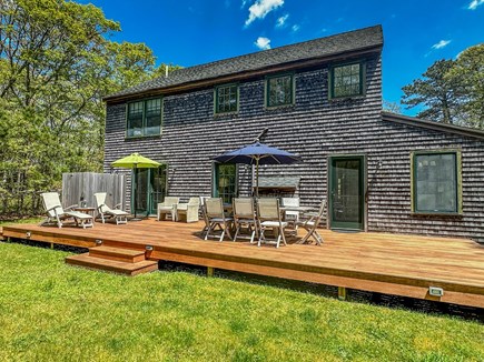 Oak Bluffs Martha's Vineyard vacation rental - Back deck w/ outdoor dining, plenty of seating and outdoor shower