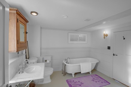Waterfront in Vineyard Haven Martha's Vineyard vacation rental - 2nd floor primary bath with shower and soaking tub.