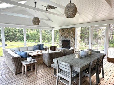 Edgartown/ Katama Martha's Vineyard vacation rental - Enormous screened porch with dining table
