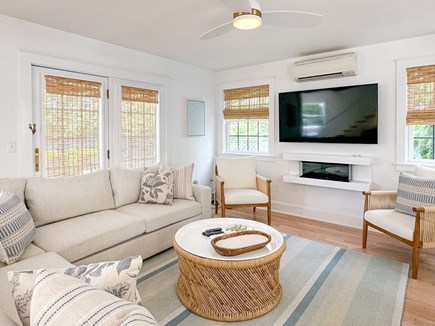 Edgartown Martha's Vineyard vacation rental - Cozy living room with electric fireplace and lots of seating