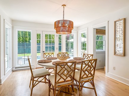 Edgartown Martha's Vineyard vacation rental - Dining area with doors to backyard pool/patio