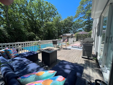 Oak Bluffs Martha's Vineyard vacation rental - Deck with fire pit, grill and dining table