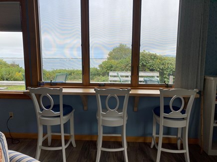Chilmark  Martha's Vineyard vacation rental - Bar seats with view of beach and pond