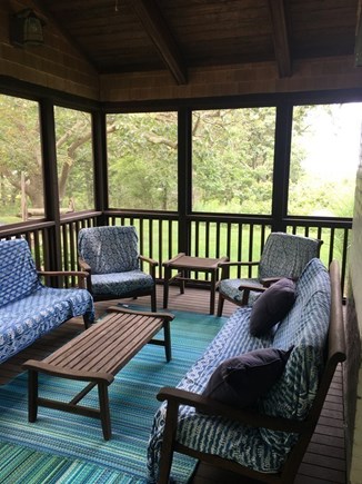 Chilmark, Menemsha Martha's Vineyard vacation rental - Epi wood screened in porch, ceiling fan,water veiw.