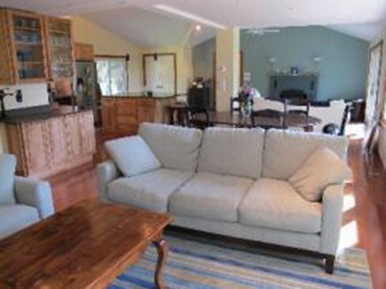Chilmark, Menemsha Martha's Vineyard vacation rental - Living room looking to fireplace sitting area open concept