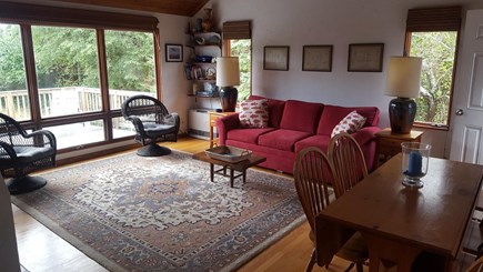 Chappaquiddick Martha's Vineyard vacation rental - Family room with south Sun deck