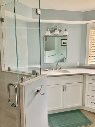 Chappaquiddick Martha's Vineyard vacation rental - Master Bath with oversize shower and double sinks..