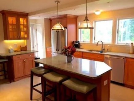 Chappaquiddick Martha's Vineyard vacation rental - New Kitchen & Appliances with grill deck access and water views.