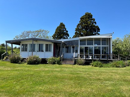 Chilmark, Abel's Hill Martha's Vineyard vacation rental - Main house with floor-to-ceiling windows and large front lawn.