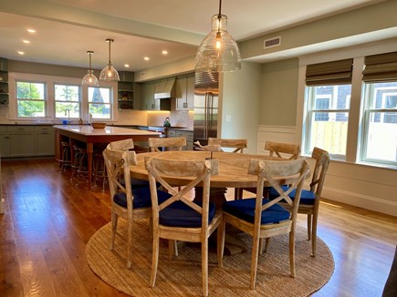 Oak Bluffs Martha's Vineyard vacation rental - Dining table of century-old wood, open to living room & kitchen