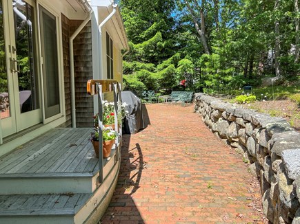 Edgartown Martha's Vineyard vacation rental - Back Brick Patio with Grill, Outdoor Shower, and Sitting Area