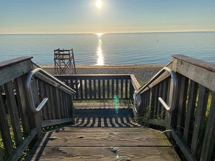 Oak Bluffs Martha's Vineyard vacation rental - Sunrise view of the steps to the beach across the street.