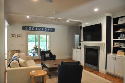 Katama-Edgartown Martha's Vineyard vacation rental - Living area with gas fireplace