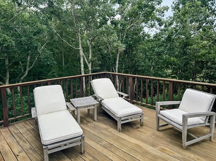 West Tisbury, Deep Bottom Pond Martha's Vineyard vacation rental - Balcony off primary suite w/ lounge chairs