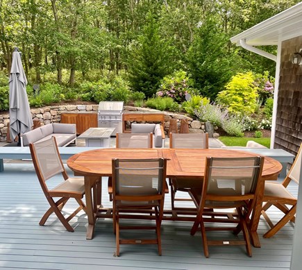 Oak Bluffs Martha's Vineyard vacation rental - Outdoor Kitchen with Gas Firepit and Dining Table