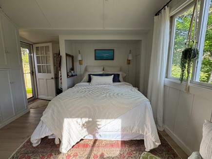 West Tisbury, Martha’s Vineyard, West Tisbur Martha's Vineyard vacation rental - Queen Bedroom With Door to the Outdoor Shower & Deck Area