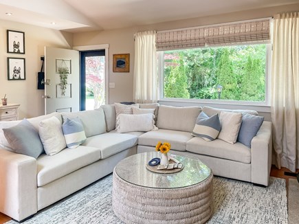 Oak Bluffs Martha's Vineyard vacation rental - Living room with cathedral ceilings, open to dining and kitchen