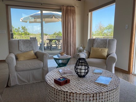 Katama-Edgartown Martha's Vineyard vacation rental - Upstairs space looking out to deck.