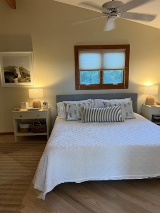 Katama-Edgartown Martha's Vineyard vacation rental - Primary king bedroom with full bath attached, upper floor.