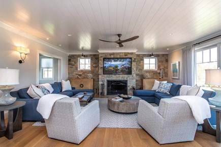 Edgartown, Katama Martha's Vineyard vacation rental - Living Area Has Sofa & Chair Seating With Large Screen TV