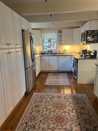 Edgartown  Martha's Vineyard vacation rental - Kitchen with stainless appliances and wood floors.