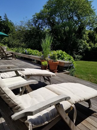 Edgartown Martha's Vineyard vacation rental - Comfy steamer chairs on deck.