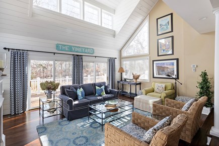 Edgartown, Island Grove Martha's Vineyard vacation rental - Bright and Sunny Living Room with TV and Sliders to Deck